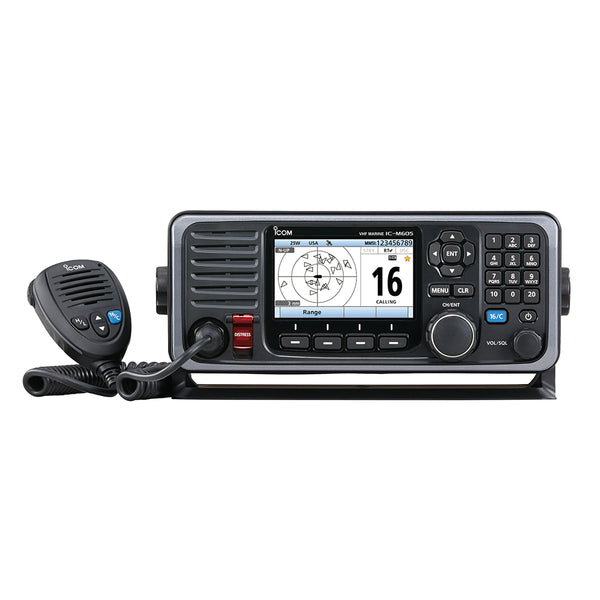 Icom M605 Fixed Mount 25W VHF w/Color Display, AIS & Rear Mic Connector [M605 21]
