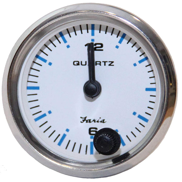 Faria Chesapeake White SS 2" Quartz Analog Clock [13891]