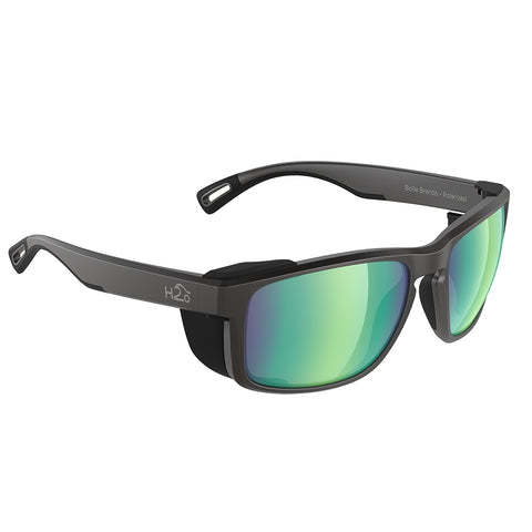 H2Optix Reef Sunglasses Matt Black, Brown Green Flash Mirror Lens Cat. 3 - AntiSalt Coating w/Floatable Cord [H2008]