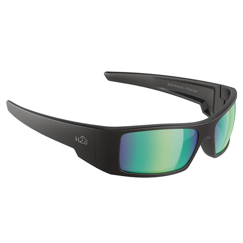 H2Optix Waders Sunglasses Matt Black, Brown Green Flash Mirror Lens Cat.3 - AntiSalt Coating w/Floatable Cord [H2012]