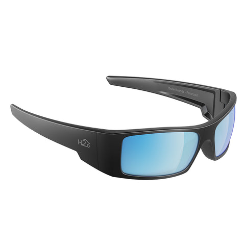 H2Optix Waders Sunglasses Matt Gun Metal, Grey Blue Flash Mirror Lens Cat.3 - AntiSalt Coating w/Floatable Cord [H2013]