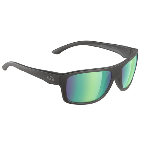 H2Optix Grayton Sunglasses Matt Black, Brown Green Flash Mirror Lens Cat. 3 - AR Coating [H2024]